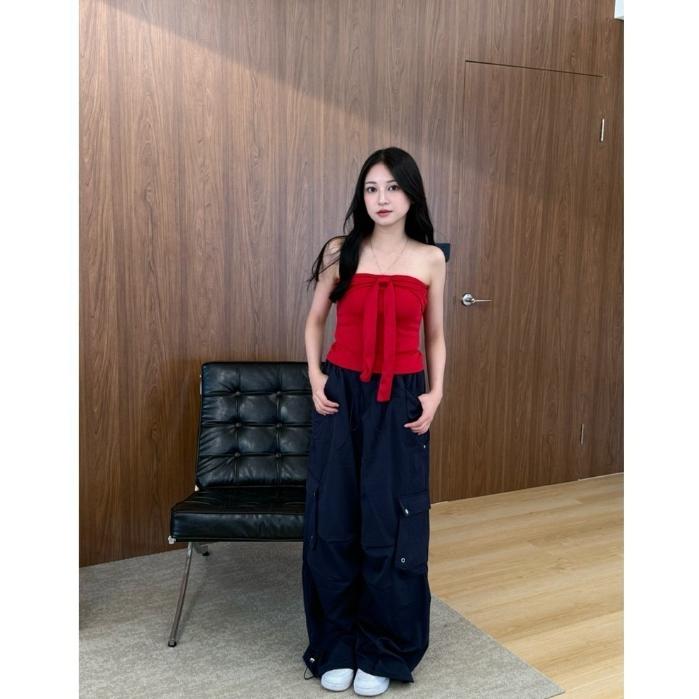 bunny_stall (現貨)夏天要來一件的率性設計感鬆緊腰工裝褲/3Colors/S-L-細節圖6