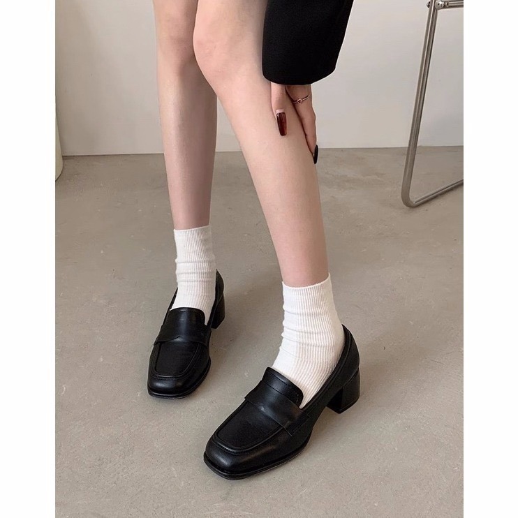 bunny_stall 經典學院風🤎法式方頭粗跟小皮鞋樂福鞋-細節圖5