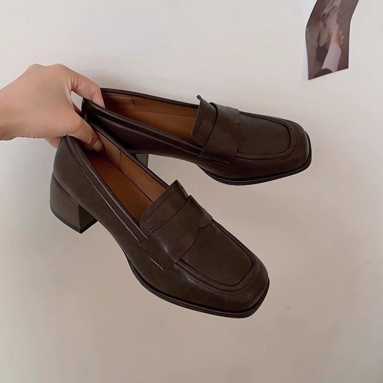 bunny_stall 經典學院風🤎法式方頭粗跟小皮鞋樂福鞋-規格圖9