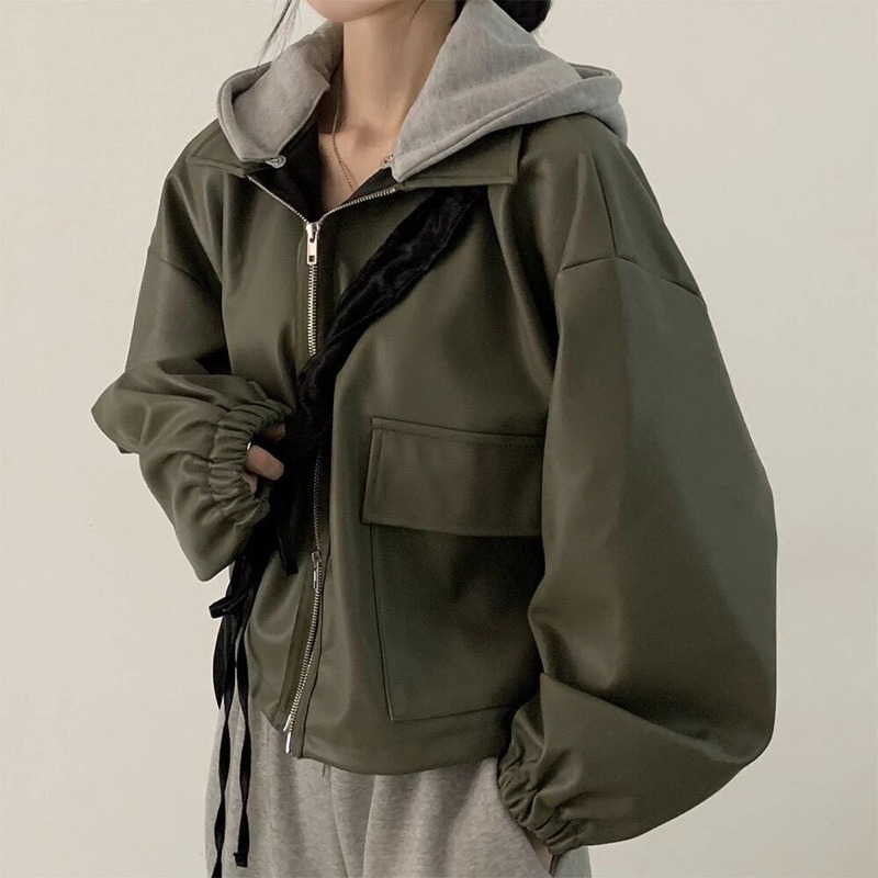 bunny_stall 跳動DNA💕怎麼穿都率性的皮衣外套/帽子可拆/3Colors-細節圖5