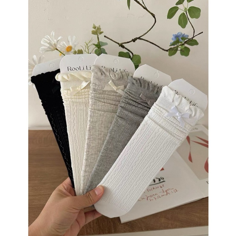 bunny_stall (現貨)甜美日系感🎀少女芭蕾風薄款中筒襪、襪子/5Colors-細節圖3