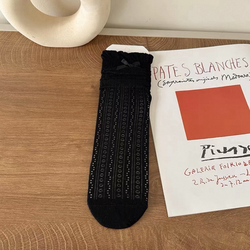 bunny_stall (現貨)甜美日系感🎀少女芭蕾風薄款中筒襪、襪子/5Colors-規格圖4