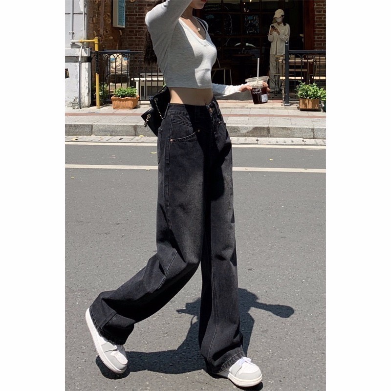 bunny_stall (現貨)今年必收🖤最修身的版型直筒拖地牛仔褲/XS-L-細節圖2