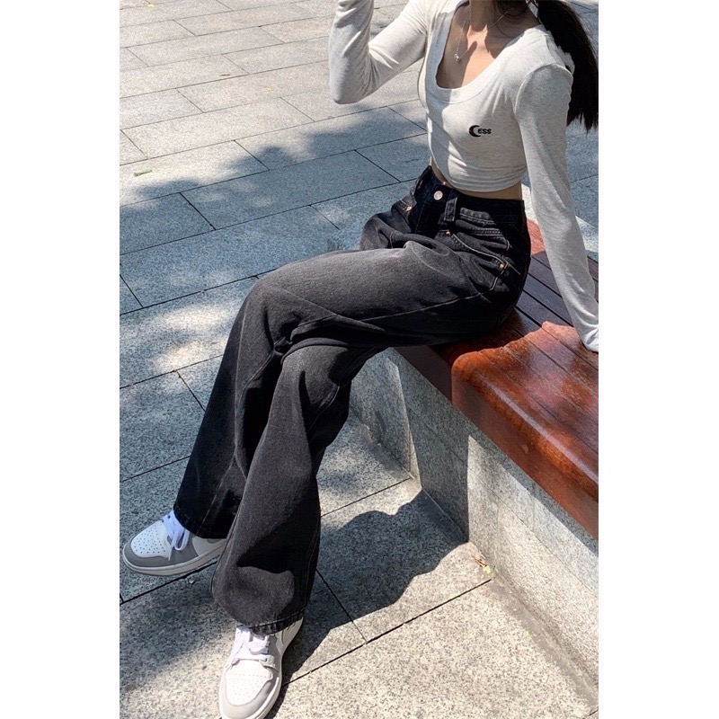 bunny_stall (現貨)今年必收🖤最修身的版型直筒拖地牛仔褲/XS-L-細節圖3