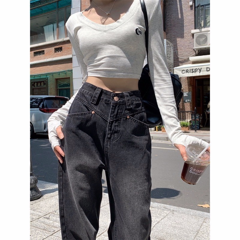 bunny_stall (現貨)今年必收🖤最修身的版型直筒拖地牛仔褲/XS-L-細節圖4