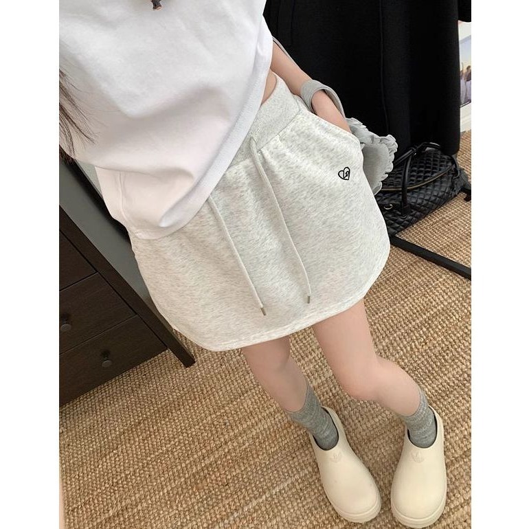 bunny_stall (現貨)細緻愛心小刺繡鬆緊腰抽繩休閒短裙/S-XL-細節圖6