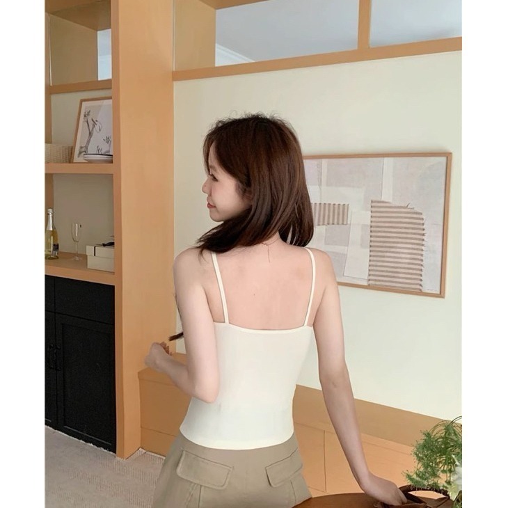 bunny_stall (現貨)單穿沒問題！美背蕾絲花邊吊帶背心/有胸墊/4Colors-細節圖4