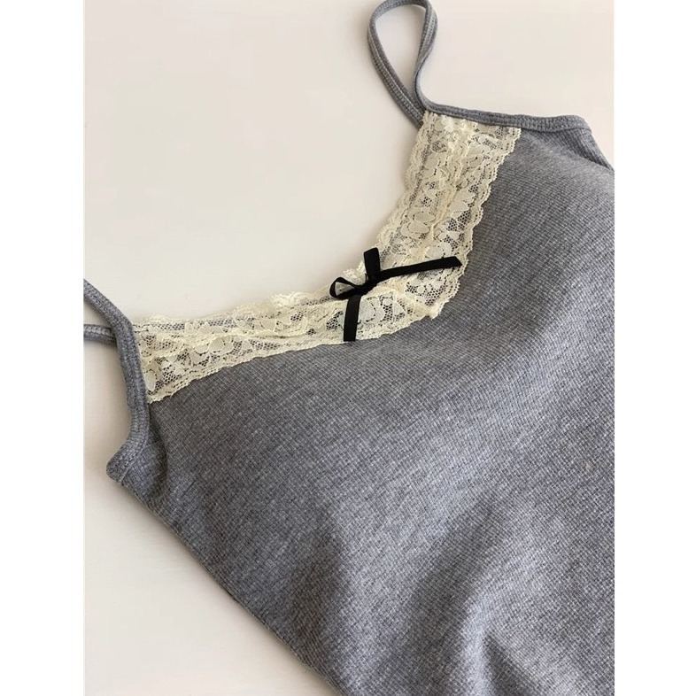 bunny_stall (現貨)單穿沒問題！美背蕾絲花邊吊帶背心/有胸墊/4Colors-規格圖9