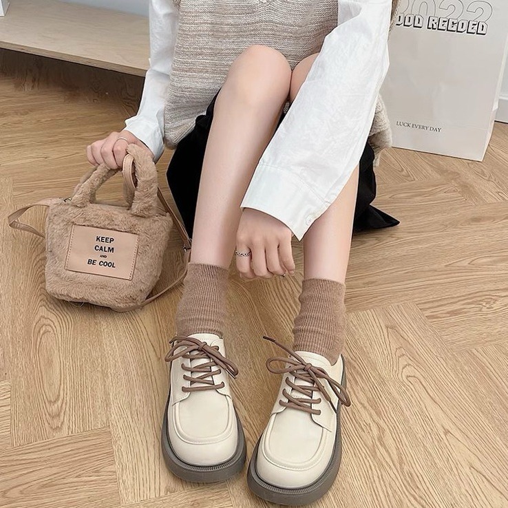 bunny_stall 經典百搭的繫帶英倫風樂福鞋小皮鞋-細節圖3