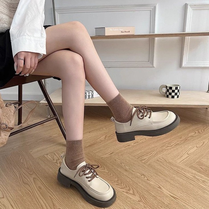 bunny_stall 經典百搭的繫帶英倫風樂福鞋小皮鞋-細節圖5