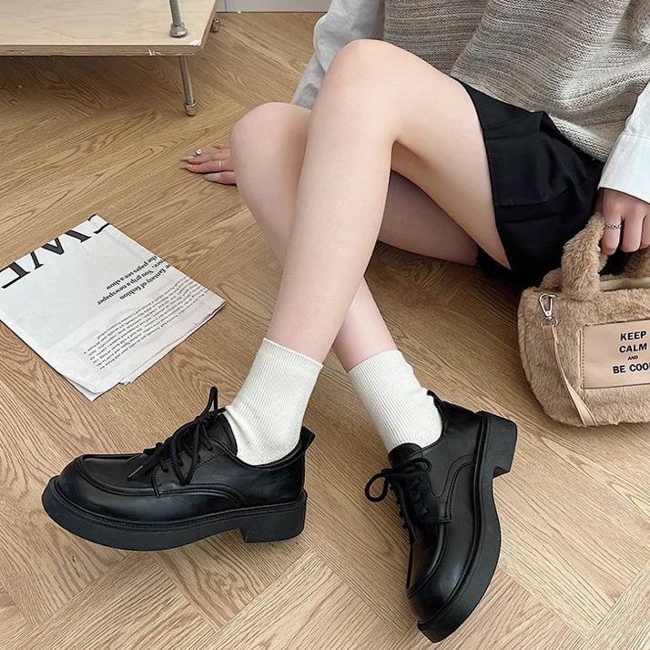 bunny_stall 經典百搭的繫帶英倫風樂福鞋小皮鞋-細節圖6