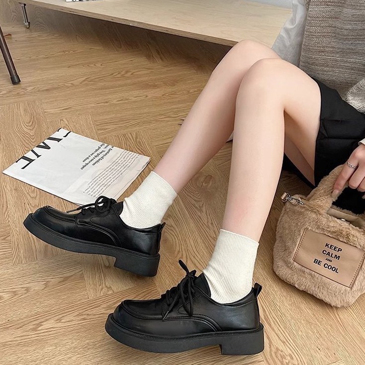 bunny_stall 經典百搭的繫帶英倫風樂福鞋小皮鞋-細節圖7