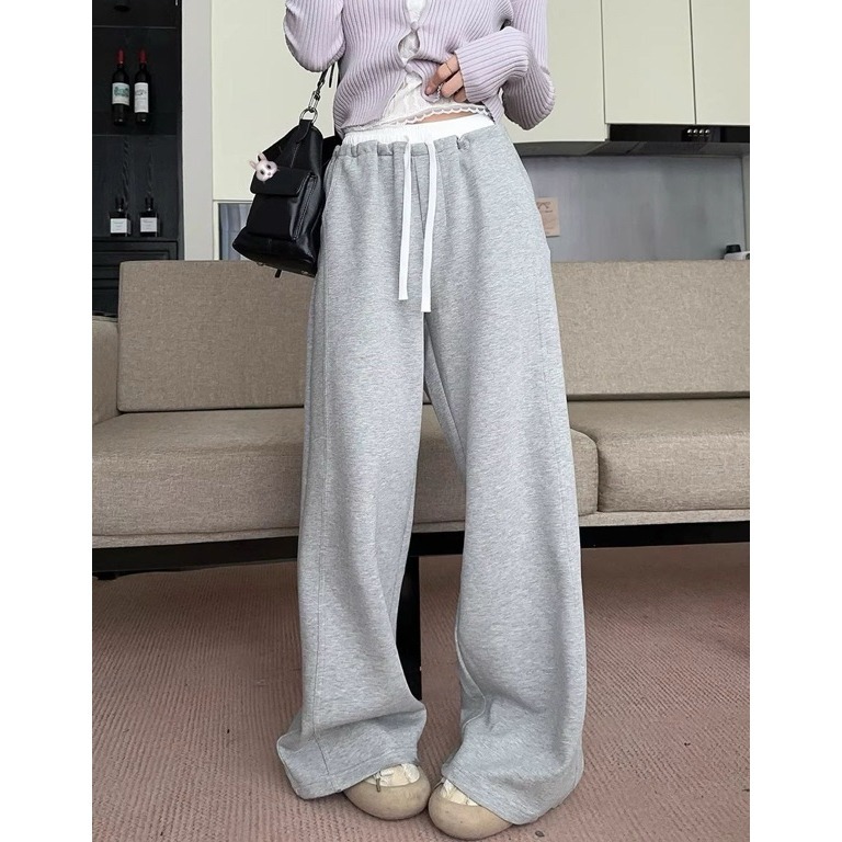 bunny_stall 💜細緻的蕾絲花邊假兩件式針織衫+休閒長褲or短裙-細節圖7