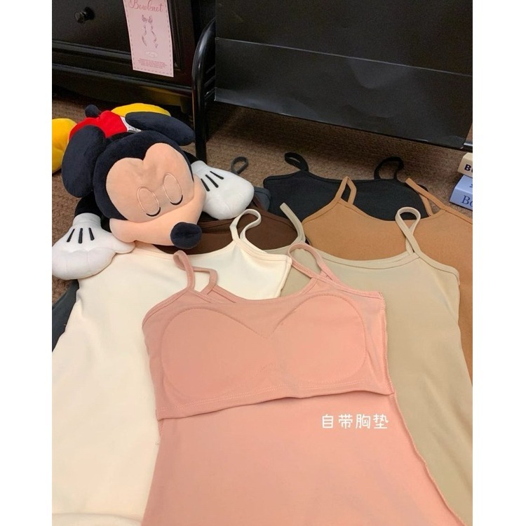 bunny_stall 🍁極暖誘惑有胸墊的德絨修身吊帶裙/7Colors-細節圖3