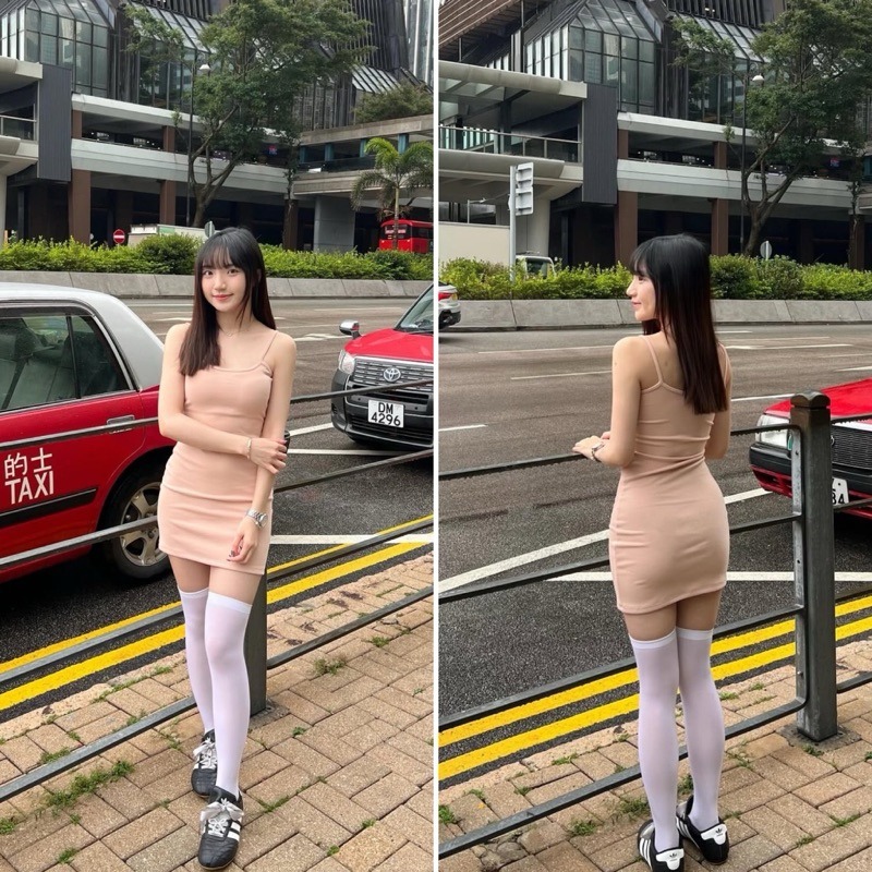 bunny_stall 🍁極暖誘惑有胸墊的德絨修身吊帶裙/7Colors-細節圖9