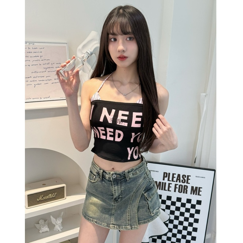 bunny_stall (現貨)復古設計感不規則牛仔褲裙/短裙/S-XL-細節圖4