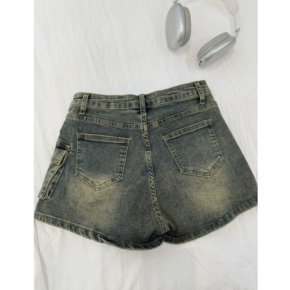 bunny_stall (現貨)復古設計感不規則牛仔褲裙/短裙/S-XL-細節圖8