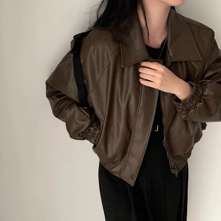 bunny_stall (現貨)雪夜情深🤎質感在線的加絨款翻領皮衣外套-細節圖3