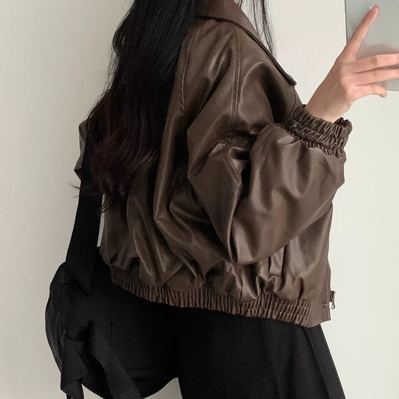 bunny_stall (現貨)雪夜情深🤎質感在線的加絨款翻領皮衣外套-細節圖5