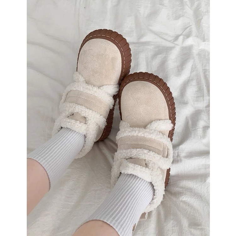 bunny_stall 魔鬼氈穿脫❄️毛絨絨保暖可愛的厚底雪靴短靴-細節圖3