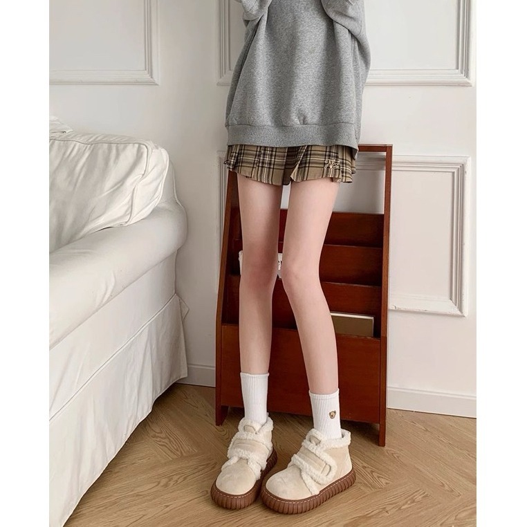 bunny_stall (現貨)魔鬼氈穿脫❄️毛絨絨保暖可愛的厚底雪靴短靴-細節圖5