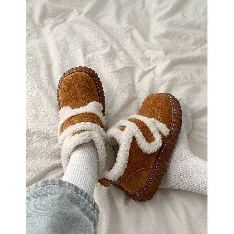 bunny_stall (現貨)魔鬼氈穿脫❄️毛絨絨保暖可愛的厚底雪靴短靴-細節圖8