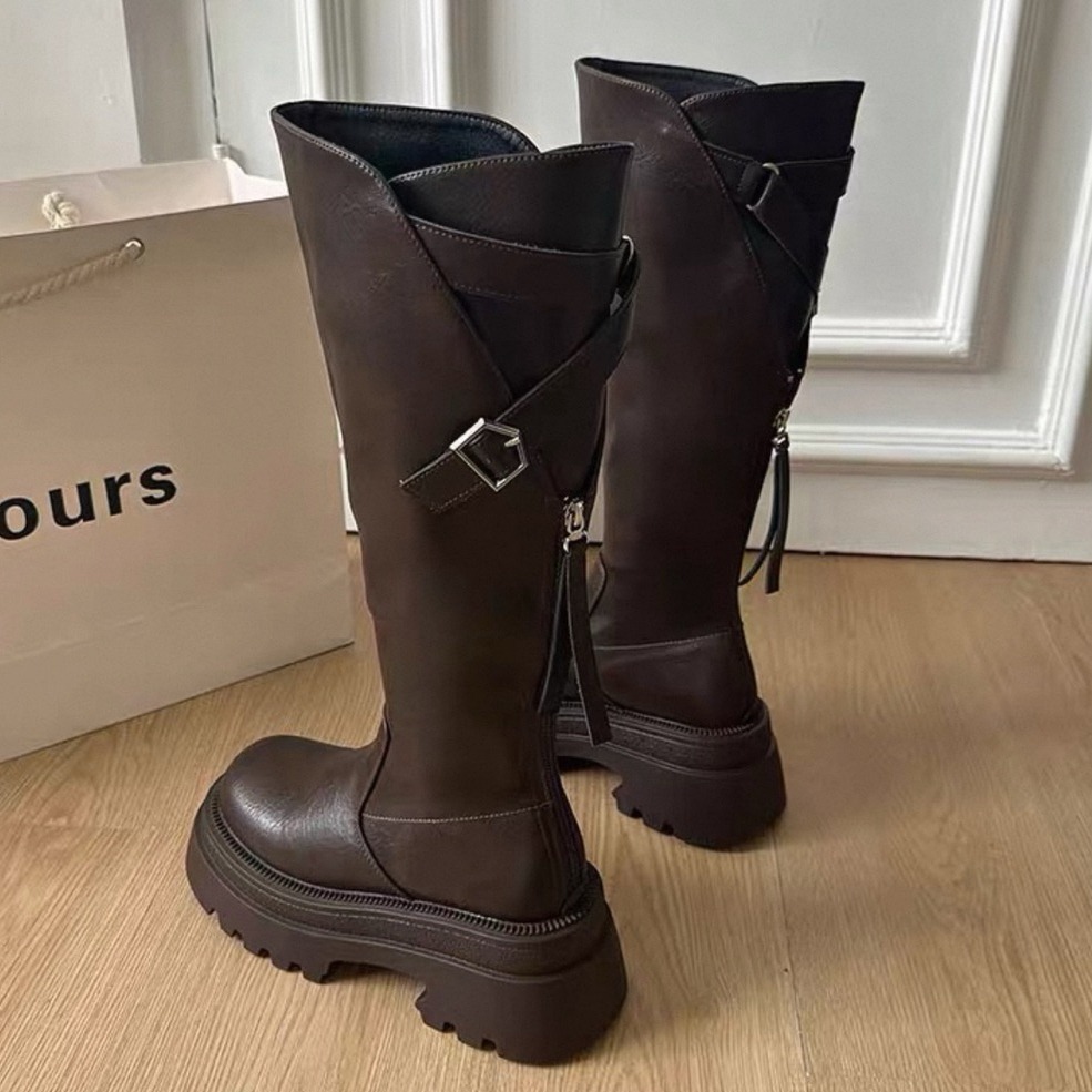 bunny_stall 輕奢高級感🤎秋冬必備的顯高顯瘦厚底長靴/35-40-細節圖5