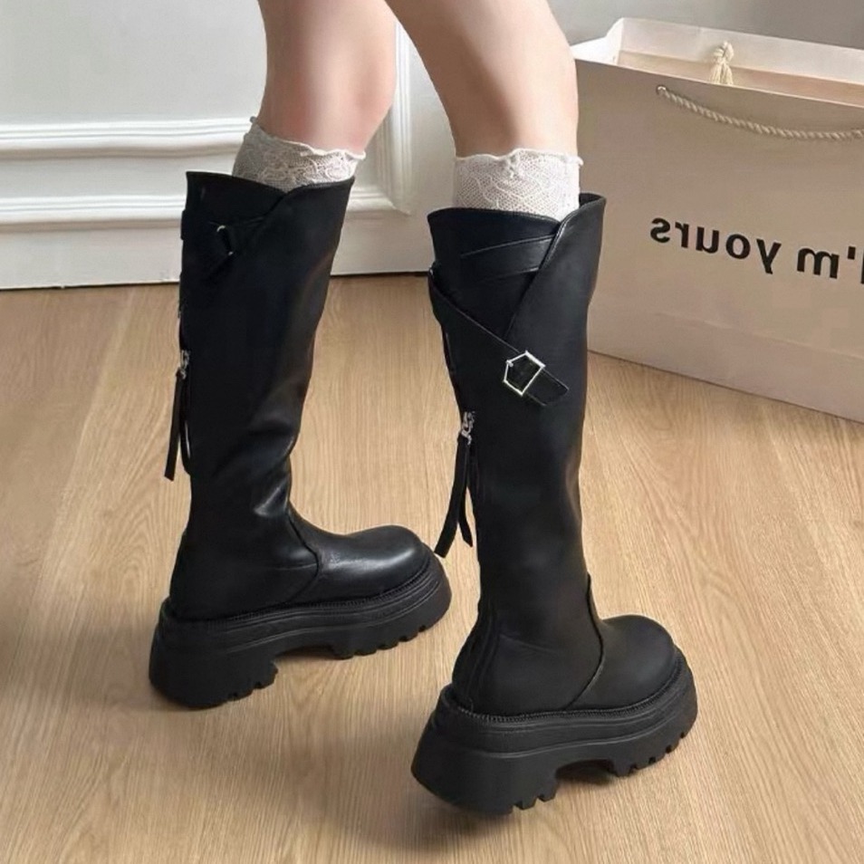 bunny_stall (現貨)輕奢高級感🤎秋冬必備的顯高顯瘦厚底長靴-細節圖2