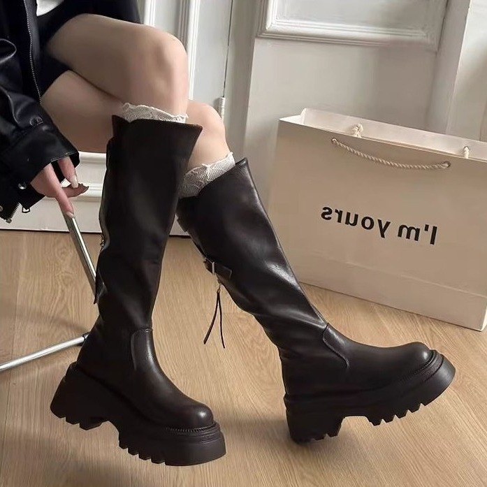 bunny_stall (現貨)輕奢高級感🤎秋冬必備的顯高顯瘦厚底長靴-細節圖3