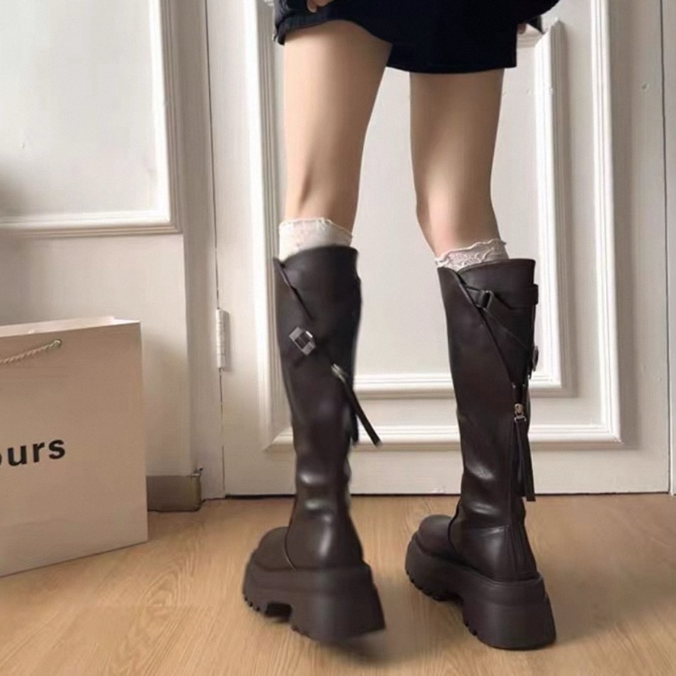 bunny_stall (現貨)輕奢高級感🤎秋冬必備的顯高顯瘦厚底長靴-細節圖4