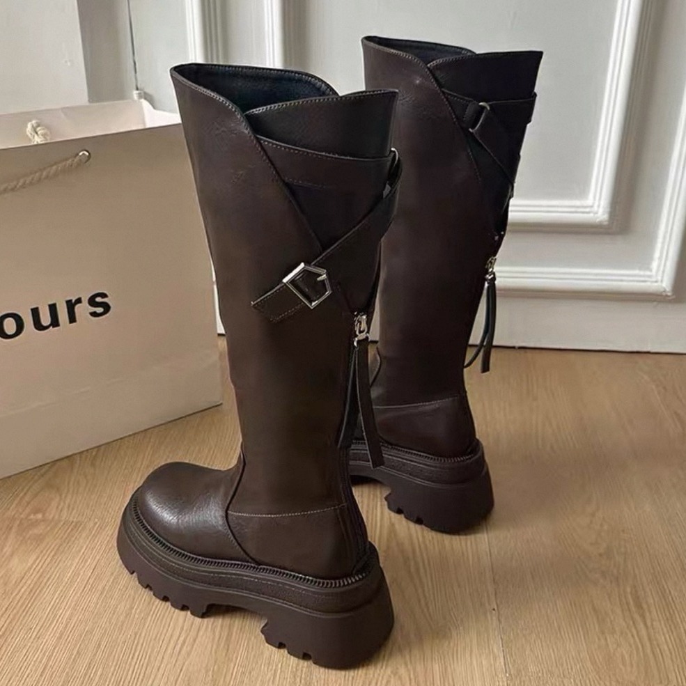 bunny_stall (現貨)輕奢高級感🤎秋冬必備的顯高顯瘦厚底長靴-細節圖5