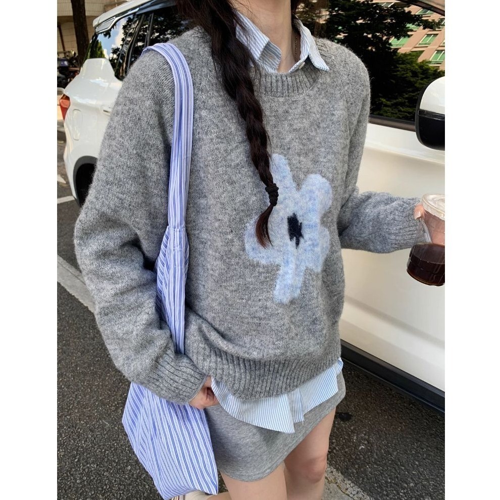 bunny_stall (現貨)如果我是一朵花🌼休閒百搭的圓領針織毛衣-細節圖4