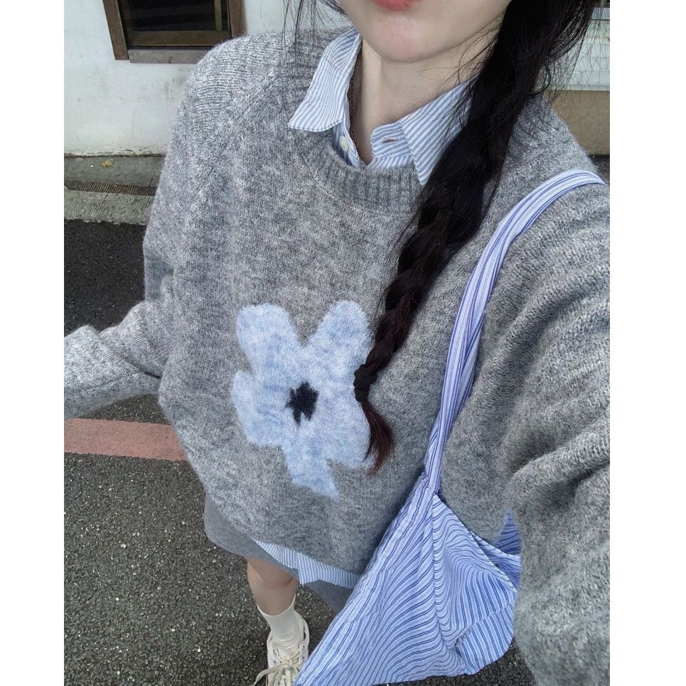 bunny_stall (現貨)如果我是一朵花🌼休閒百搭的圓領針織毛衣-規格圖9