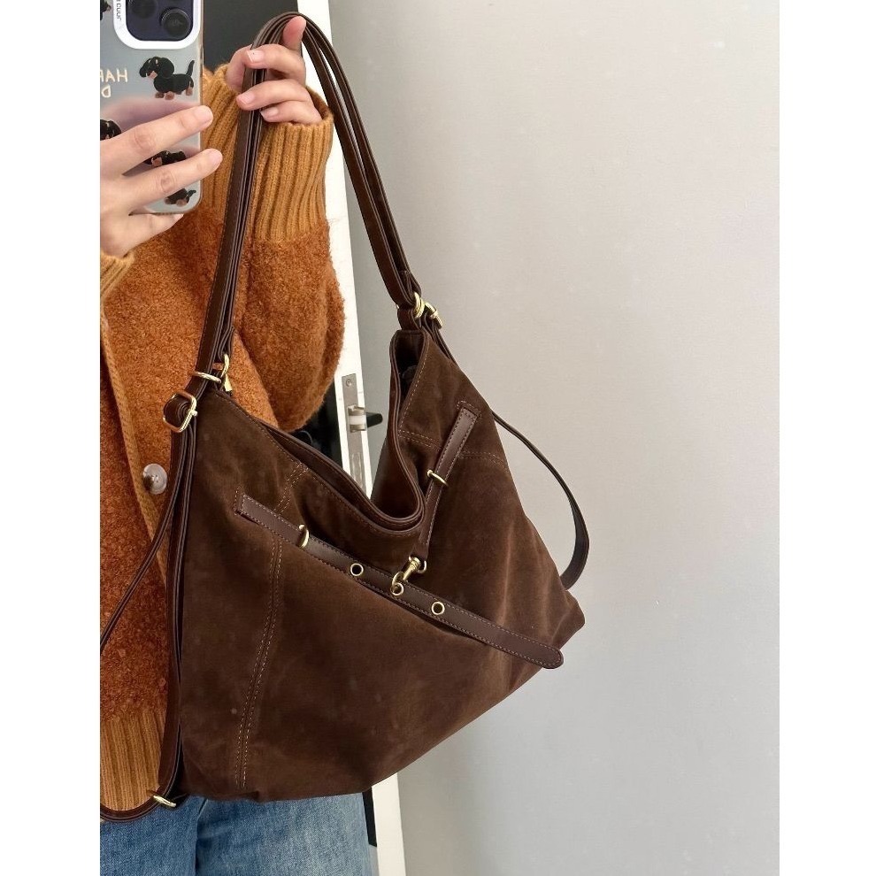 bunny_stall 秋冬必備新款🤎高質感麂皮絨大容量單肩包/手提包/3Colors-細節圖3