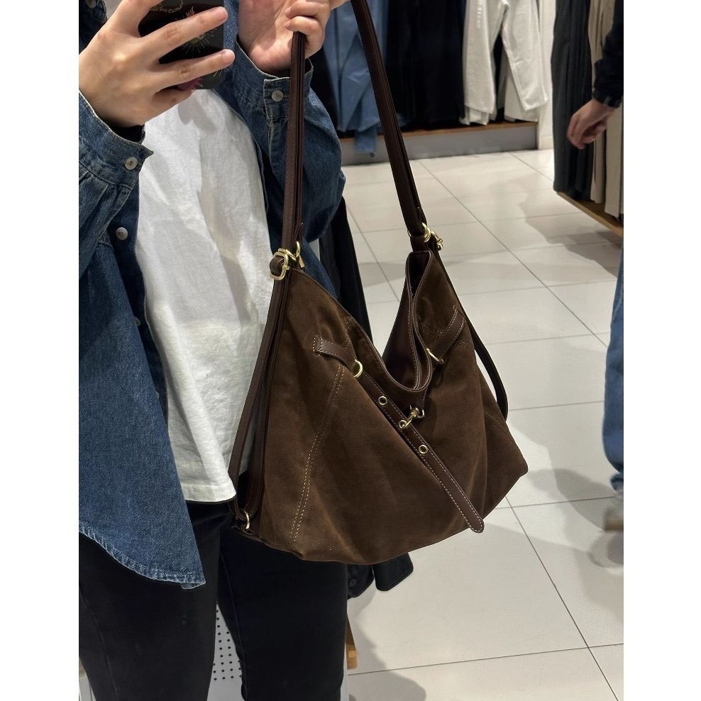 bunny_stall 秋冬必備新款🤎高質感麂皮絨大容量單肩包/手提包/3Colors-細節圖5