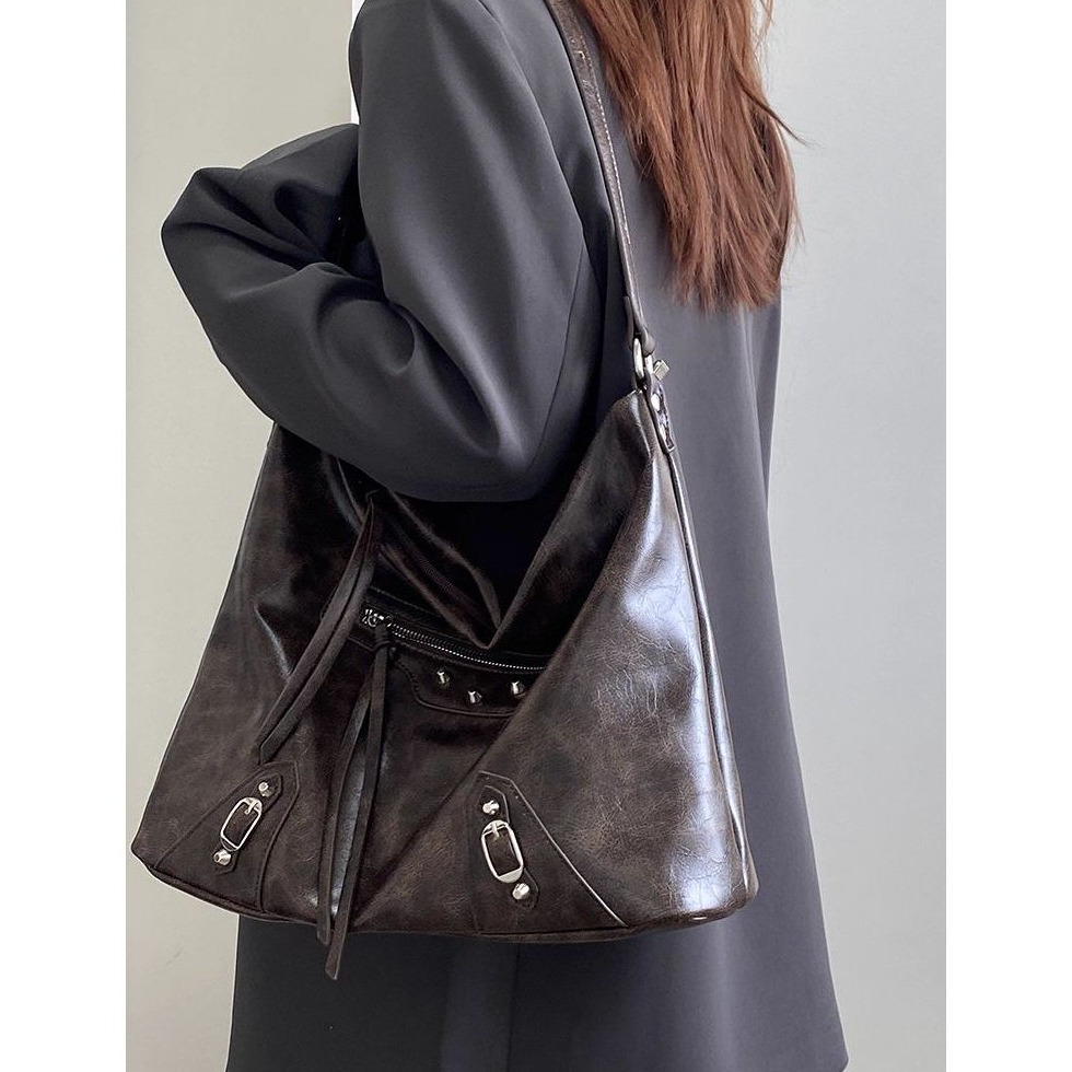 bunny_stall 通勤超能裝！個性少女大容量單肩包/斜垮包(咖啡色)-細節圖3