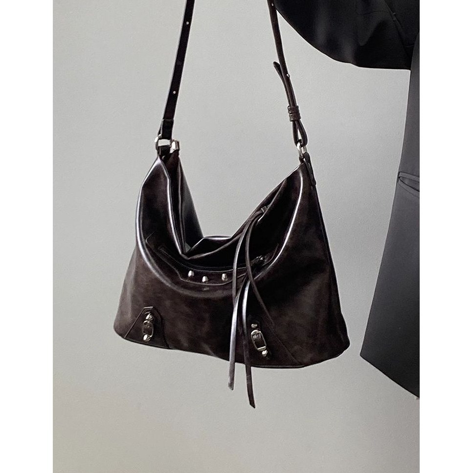 bunny_stall 通勤超能裝！個性少女大容量單肩包/斜垮包(咖啡色)-細節圖5