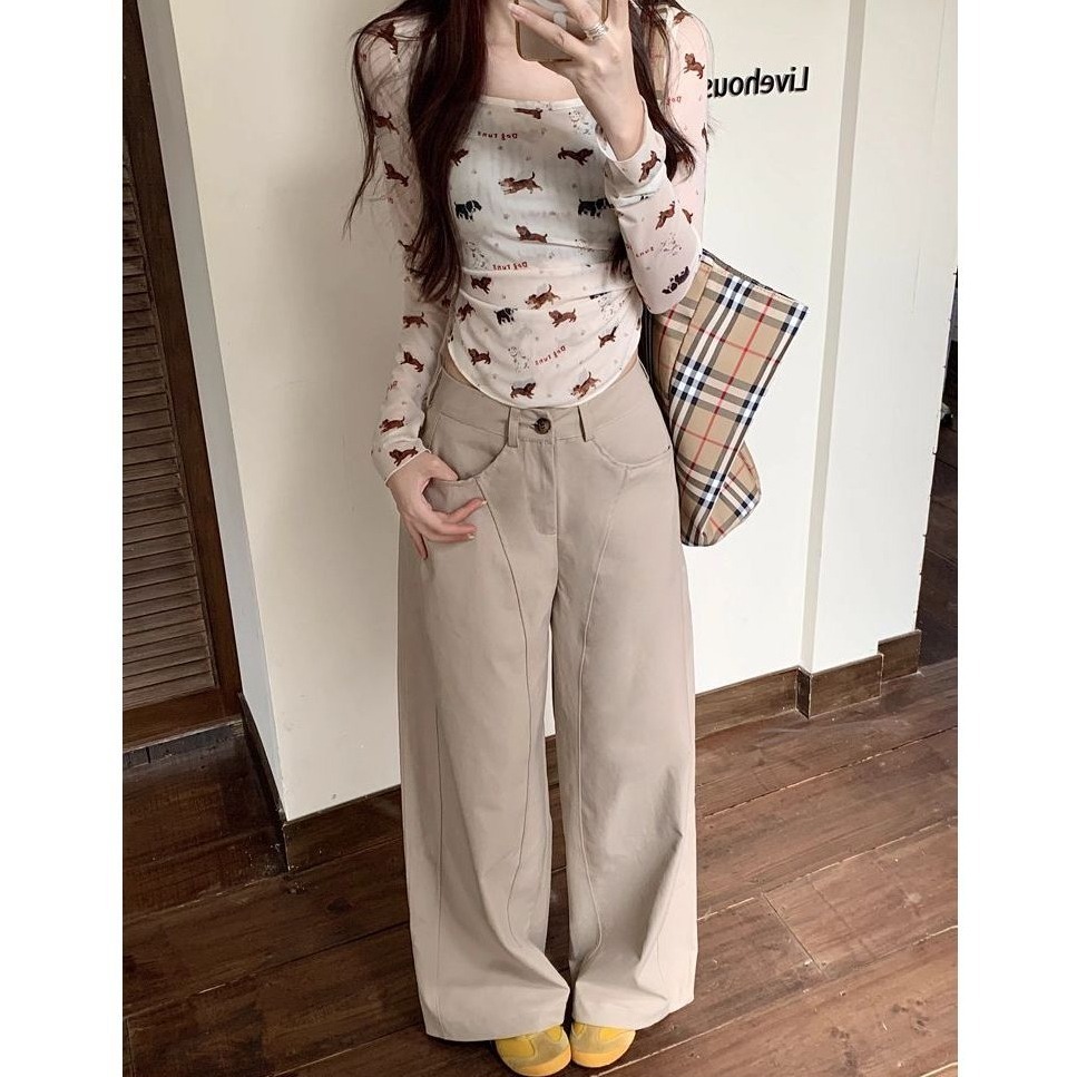 bunny_stall 秋冬的調色盤🎨顯高顯瘦的美式直筒休閒長褲/5Colors/S-XL-規格圖9