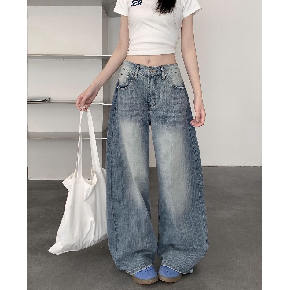 bunny_stall (現貨)適合所有腿型的淺藍刷色牛仔長褲/彎刀褲/S-L-細節圖4