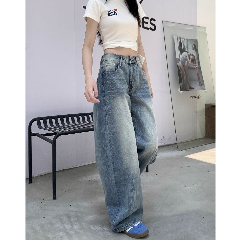 bunny_stall (現貨)適合所有腿型的淺藍刷色牛仔長褲/彎刀褲/S-L-細節圖6