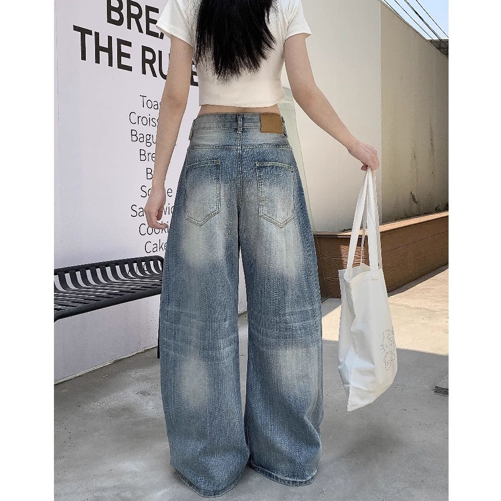bunny_stall (現貨)適合所有腿型的淺藍刷色牛仔長褲/彎刀褲/S-L-細節圖7