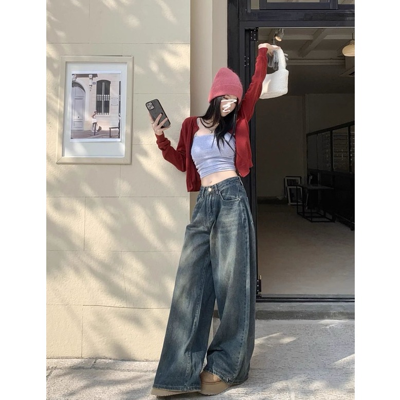 bunny_stall 超完美版型🩵誰穿誰好看的直筒闊腿牛仔長褲/S-L-細節圖8