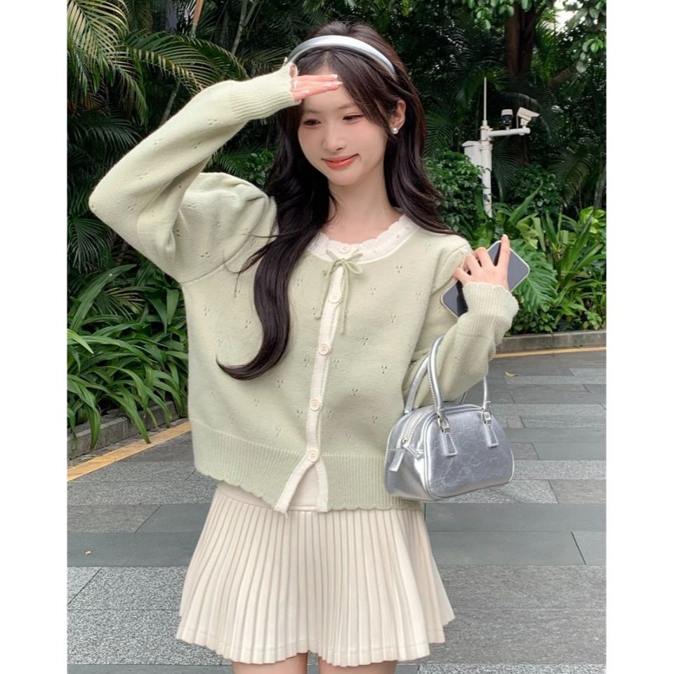 bunny_stall 愛戀春夏💖清新亮眼的鄰家女孩排扣針織外套-規格圖8