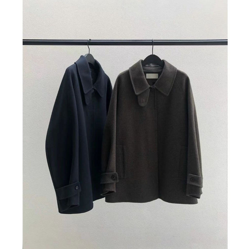 bunny_stall 柔軟親膚✔️簡約百搭的中長款落肩毛呢外套-細節圖9