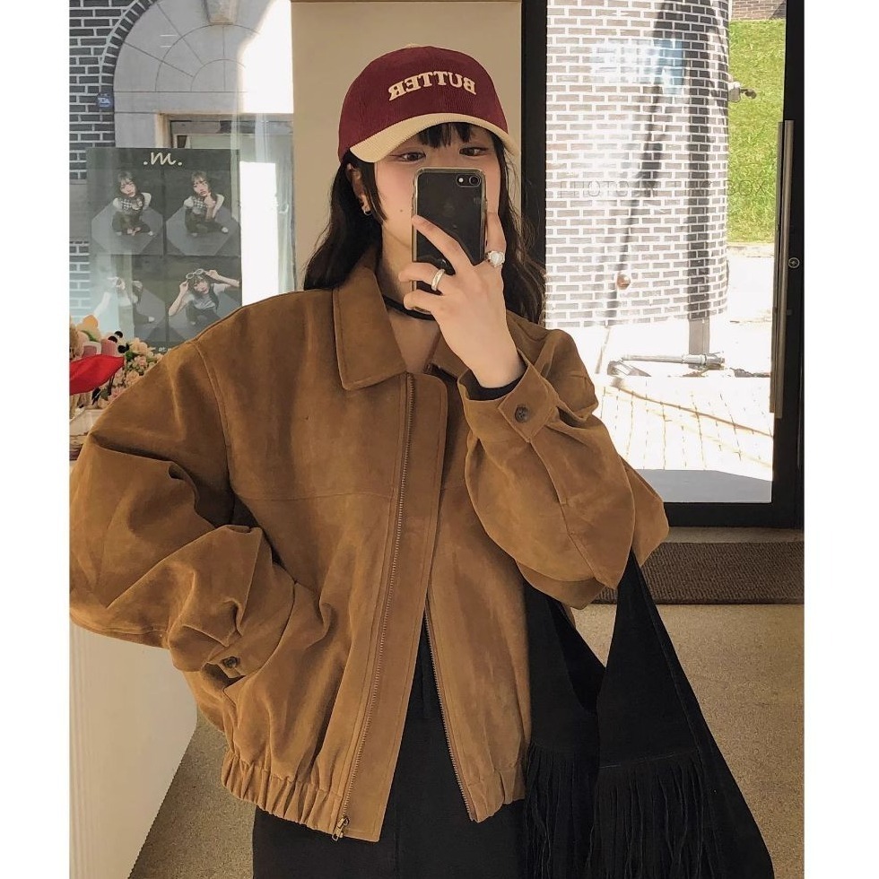 bunny_stall 楓糖色調🤎今年必收的美拉德麂皮絨休閒外套-細節圖4