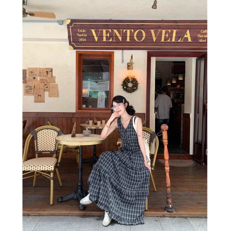 bunny_stall 不得不入手的唯美浪漫V領連身長裙+慵懶感針織外套/S-L-細節圖2