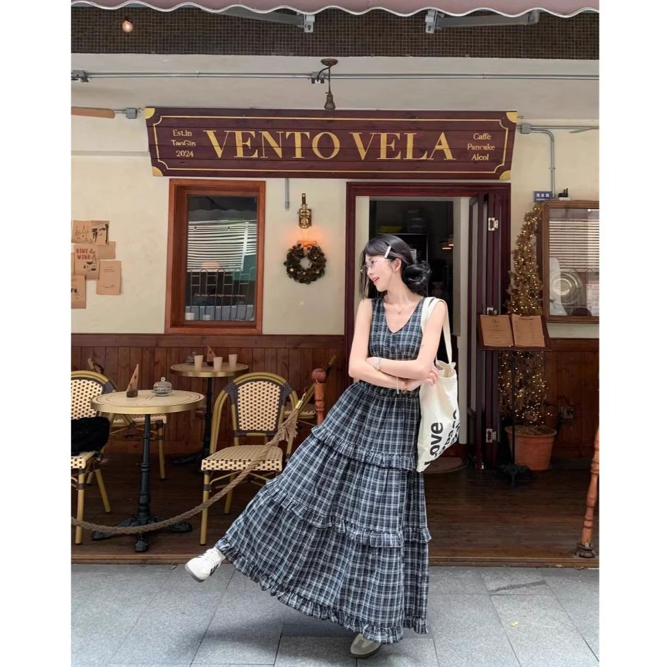 bunny_stall 不得不入手的唯美浪漫V領連身長裙+慵懶感針織外套/S-L-細節圖3