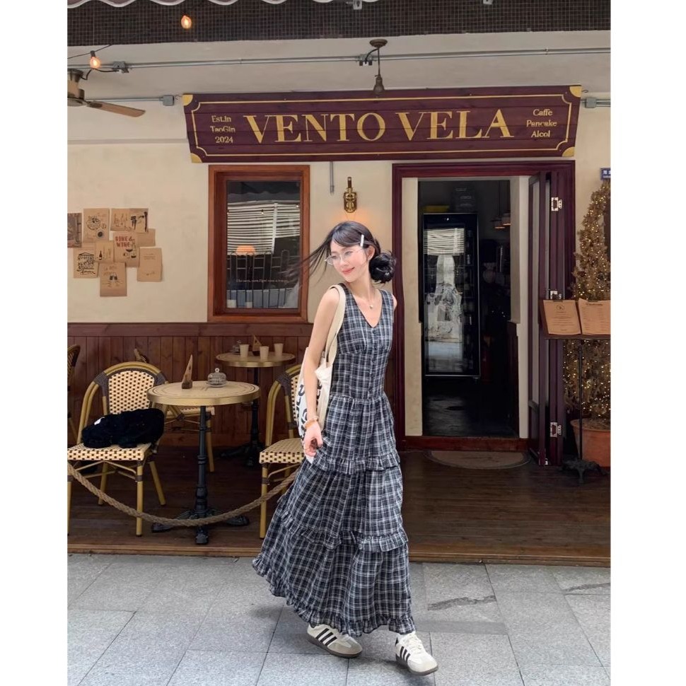 bunny_stall 不得不入手的唯美浪漫V領連身長裙+慵懶感針織外套/S-L-細節圖4