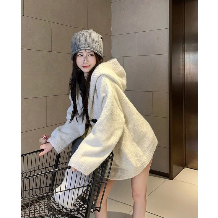 bunny_stall 🤎滿滿的高級感厚實保暖款連帽針織外套/3Colors-細節圖2