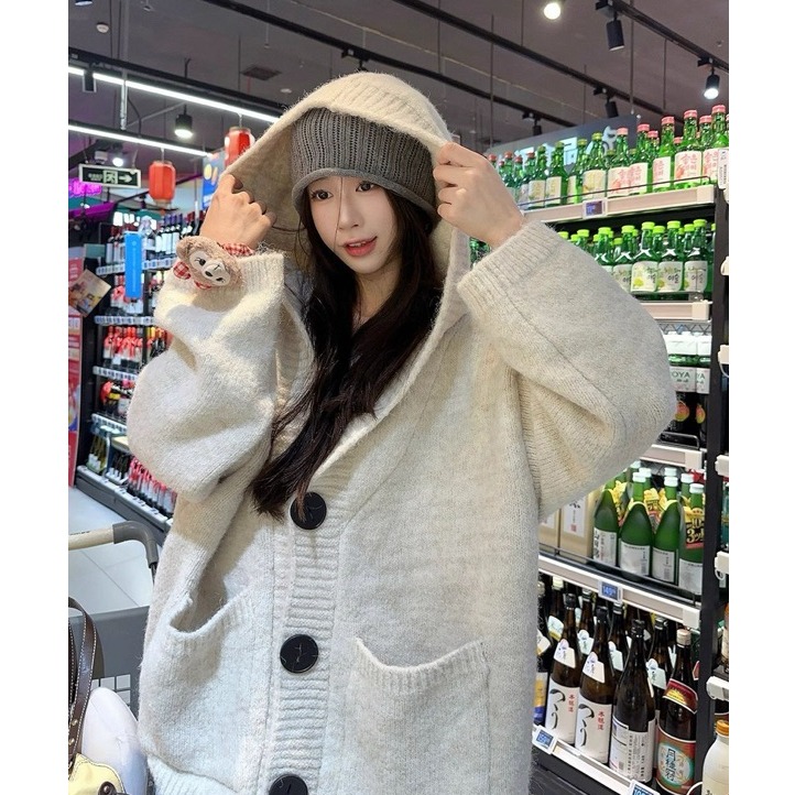 bunny_stall 🤎滿滿的高級感厚實保暖款連帽針織外套/3Colors-細節圖3